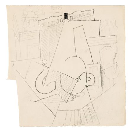 PABLO PICASSO
[Drawing] Homme au Parapluie assis à une Table à l’Intérieur d’un Café
1914 (Paris)
Conte crayon on paper
Sheet: 9 3/8 x 9 1/4 inches
Framed: 18 1/8 x 17 3/8 inches
(Zervos, vol. XXIX, no. 90)