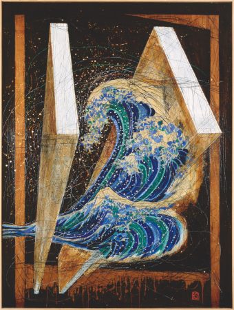 Seiko Kawachi《Song of the Space - Board (宇宙の詩 - Board)》（2001）
oil on wooden panel　162×121 cm
© Seiko Kawachi, Courtesy of The Tolman Collection