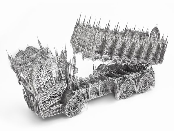 Wim Delvoye 《Dump Truck》（2011）Laser-cut stainless steel, 56.0 x 117.0x 38.0 cm